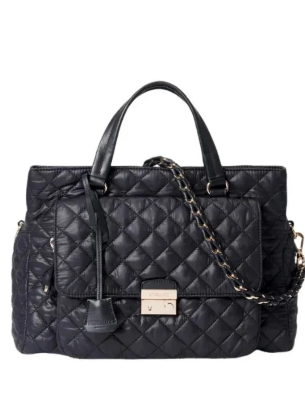 MZ WALLACE Black Crosby Lock Quilted Satchel #1566C1590